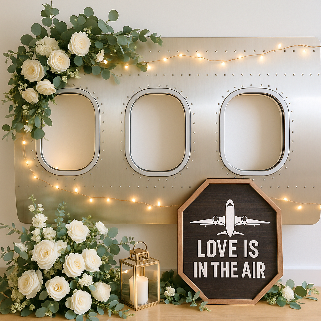Flugzeugfenster als Hochzeits-Deko und Geschenkidee