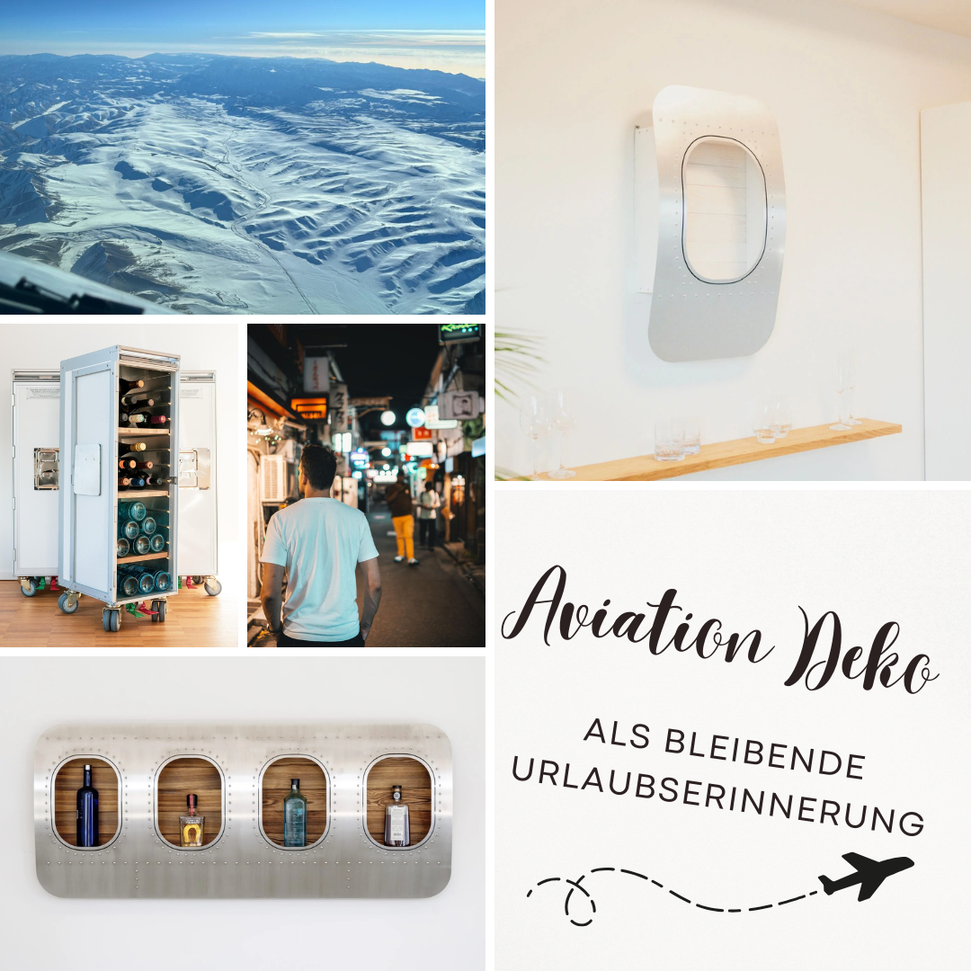 Kreative Aviation Ideen für Reiserückkehrer Urlauber Flugzeugtrolley Wandbar