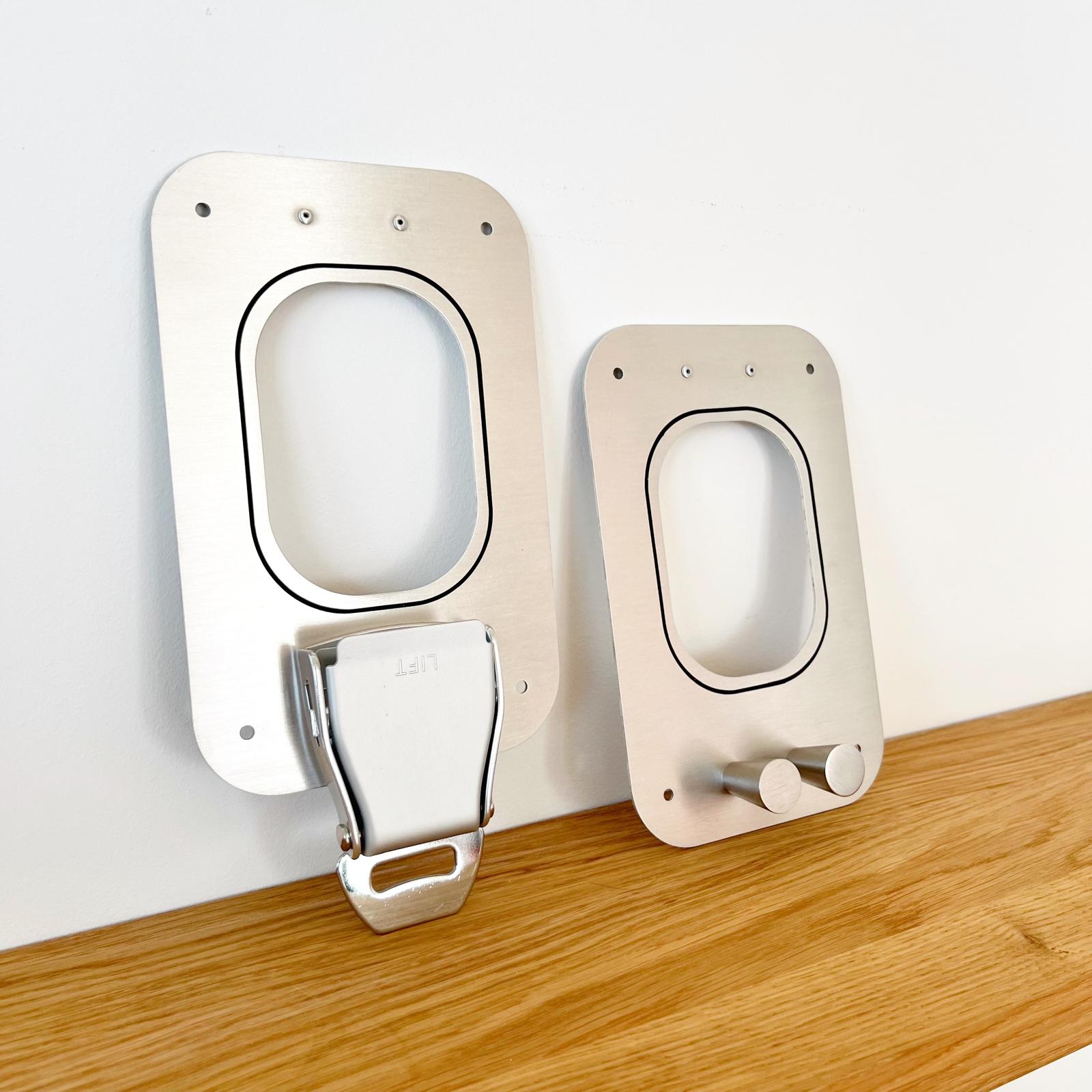Set of 2 airplane key holders & coat rack – industrial design furniture gift idea