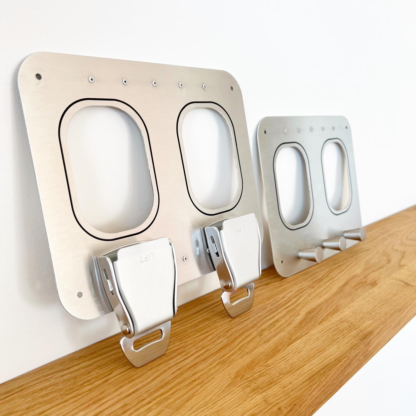 Gift for pilots, flight attendants & frequent flyers – 2-piece aluminum key rack with belt buckles