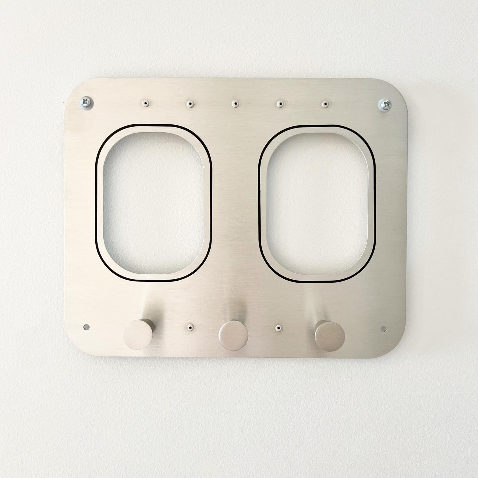 Gift for pilots, globetrotters, frequent flyers & travelers | Set of 2 airplane window coat hooks | Jacket holder aviation aircraft furniture