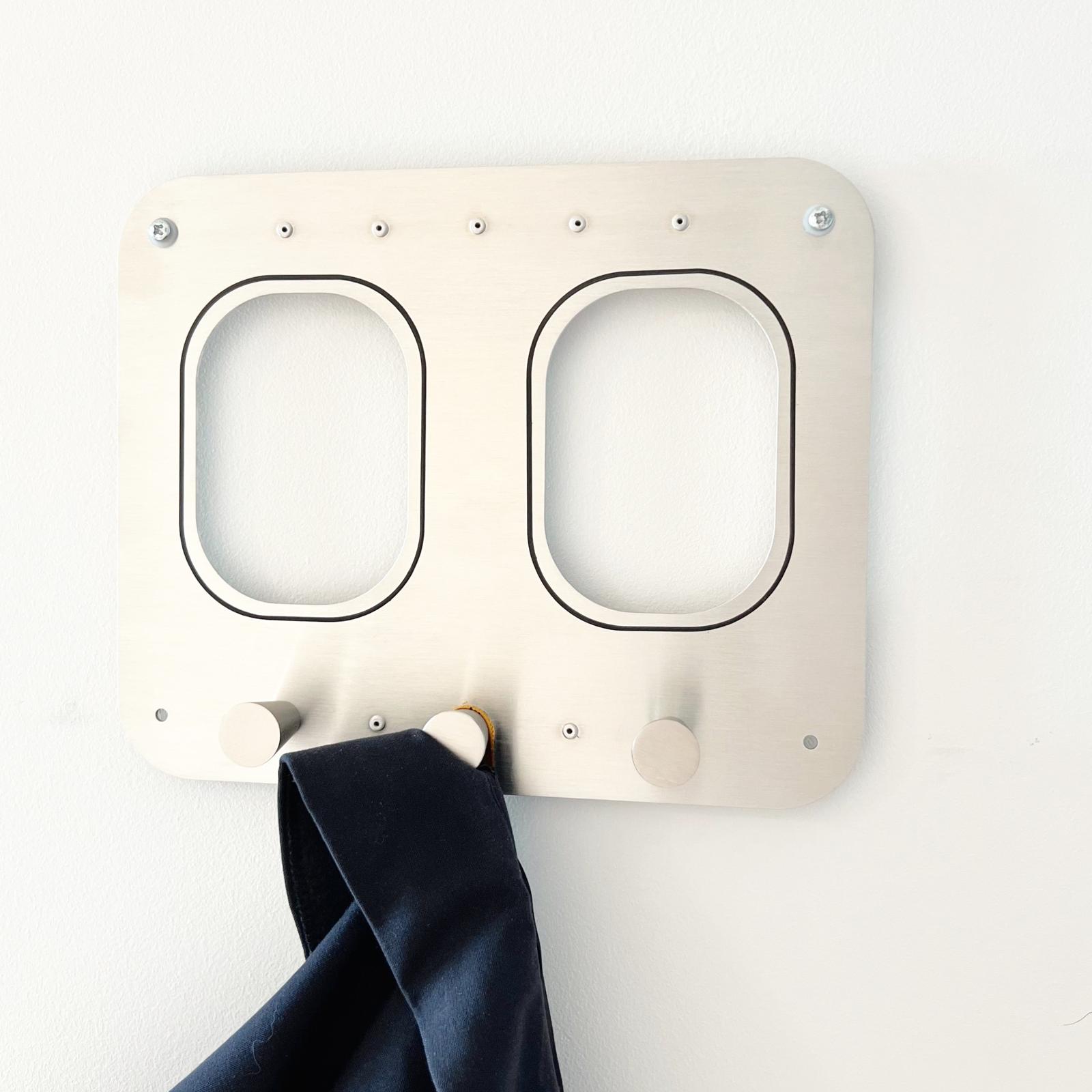 Gift for pilots, globetrotters, frequent flyers & travelers | Set of 2 airplane window coat hooks | Jacket holder aviation aircraft furniture