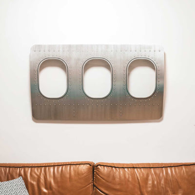 3er Flugzeugfenster Wanddekoration | Aluminium Aviation Design