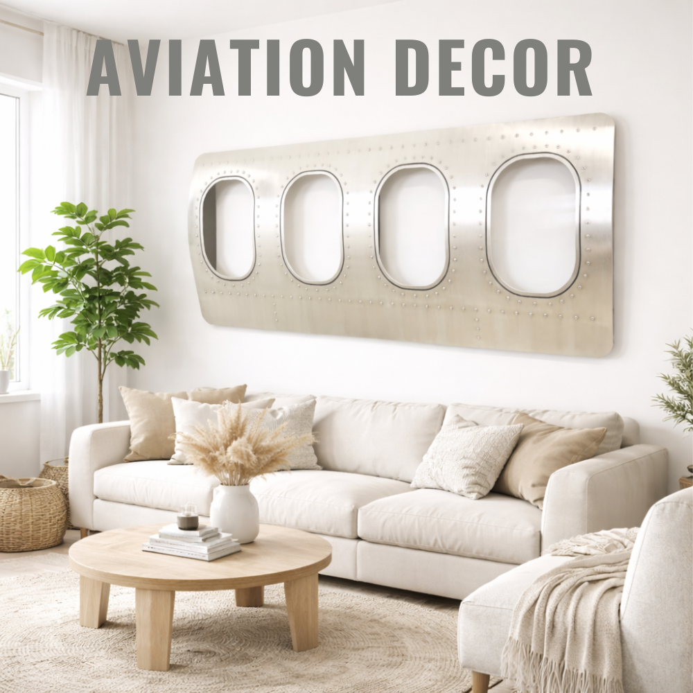 Aviation Deko mit Flugzeugfenstern für das Wohnzimmer