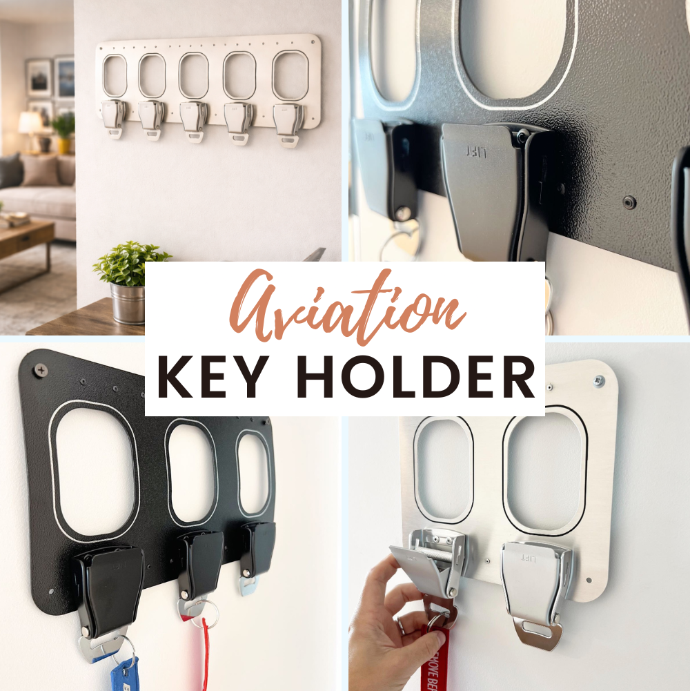 Aviation Schlüsselhalter als Luftfahrt Dekoration im Wohnzimmer, Flur und Schlafzimmer mit Flugzeuggurtschnallen und Flugzeugfenster-Design.