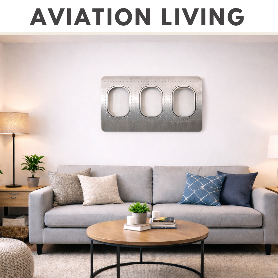 [AI] Flugzeug-Deko fürs Wohnzimmer So entsteht ein moderner Aviation Look mit Flugzeugmöbeln