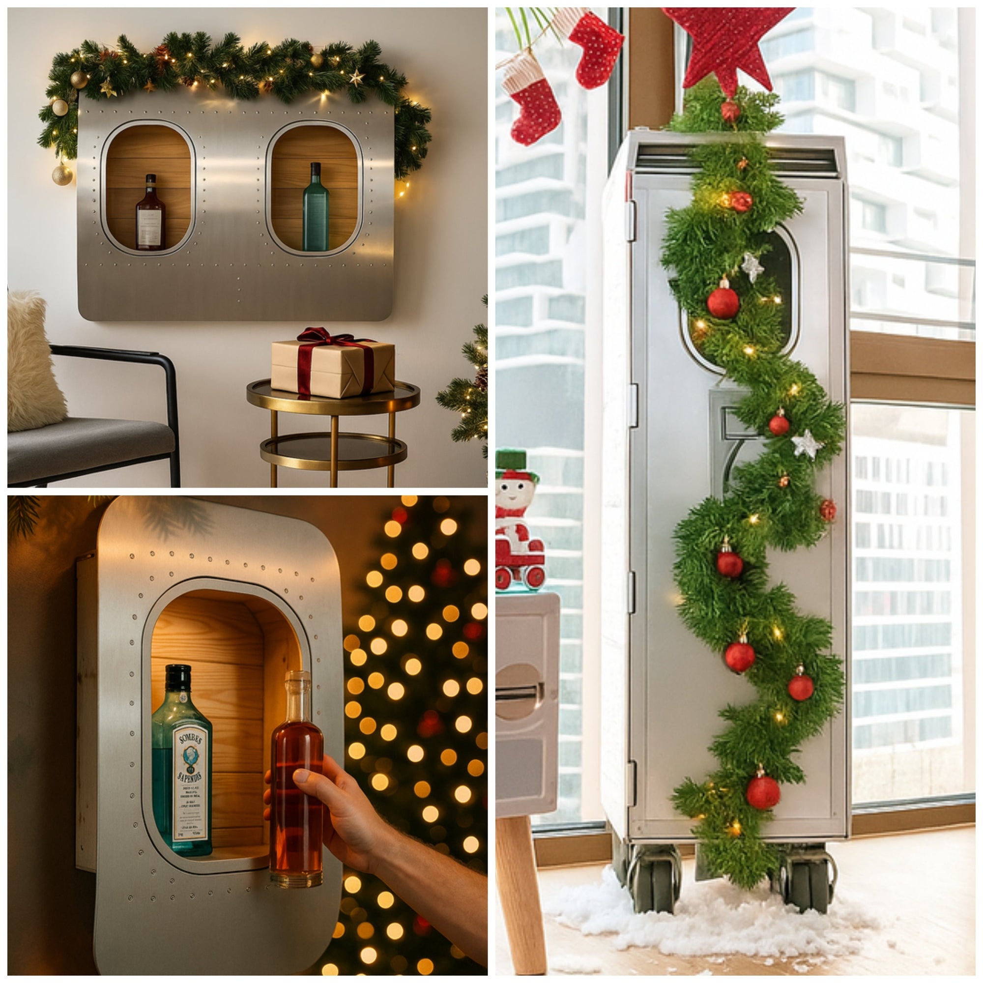Homebar im Flugzeug-Stil zu Weihnachten