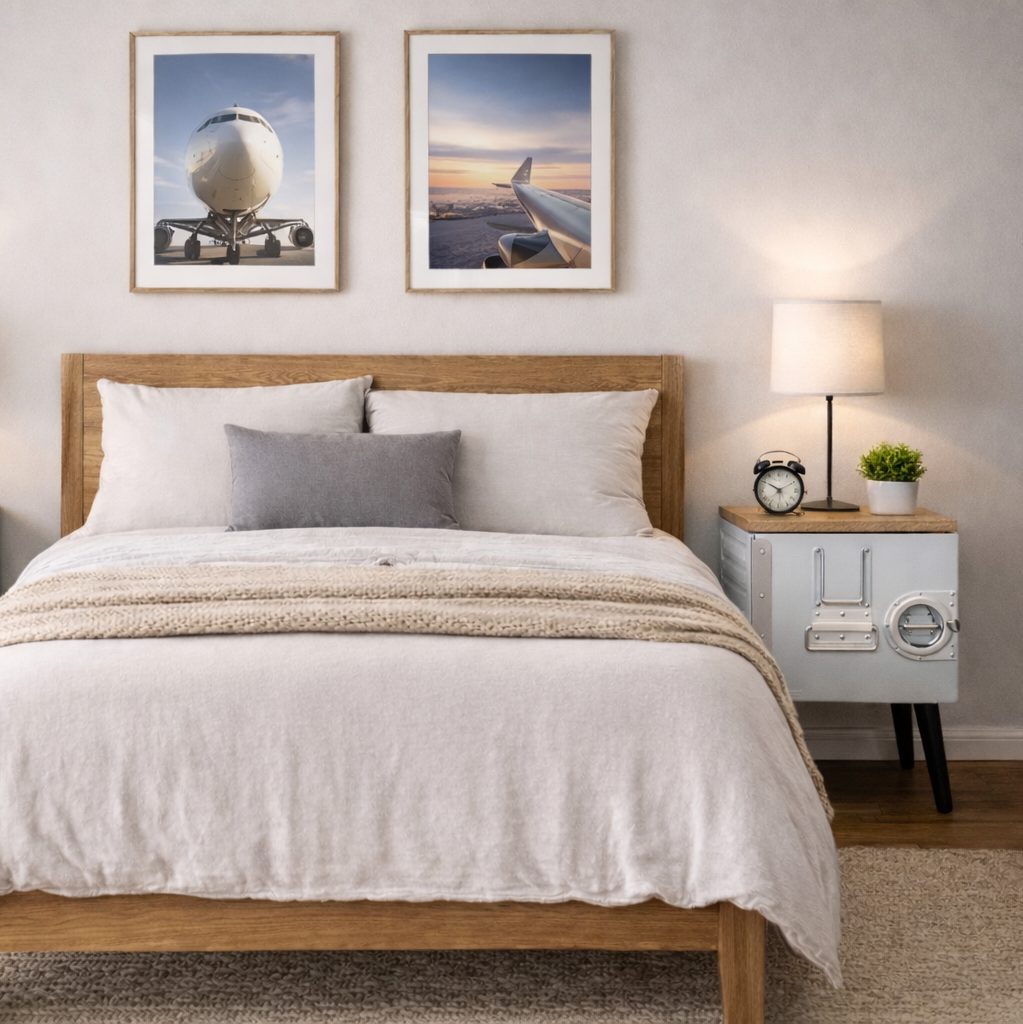 Schlafzimmer Deko für Luftfahrtfans-  Reisefeeling im Schlafzimmer mit Flugzeugmöbeln