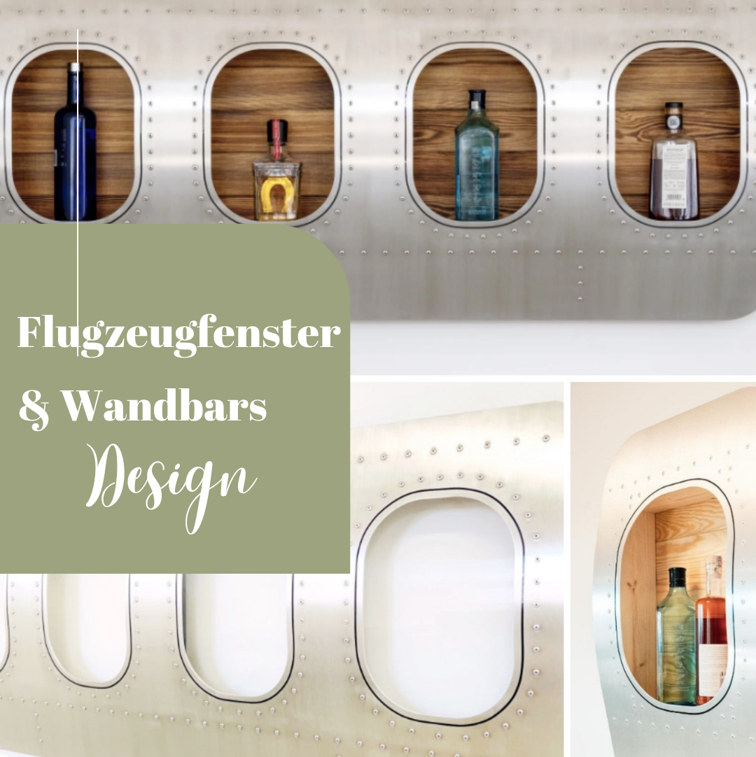 Wanddeko mit Flugzeugfenstern Wandbars Design Aviation