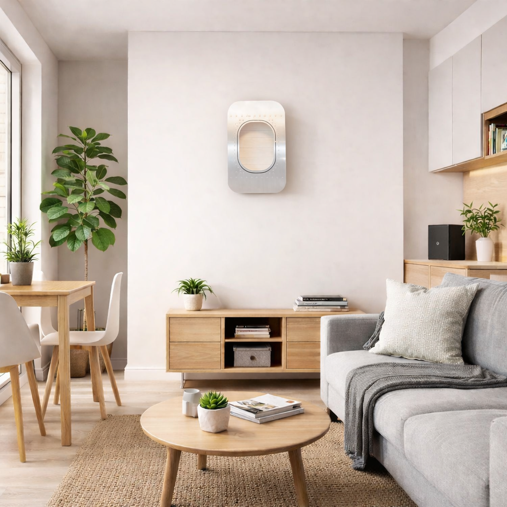 1er Wandbar mit helle Holz im Aviation Style für zu Hause 