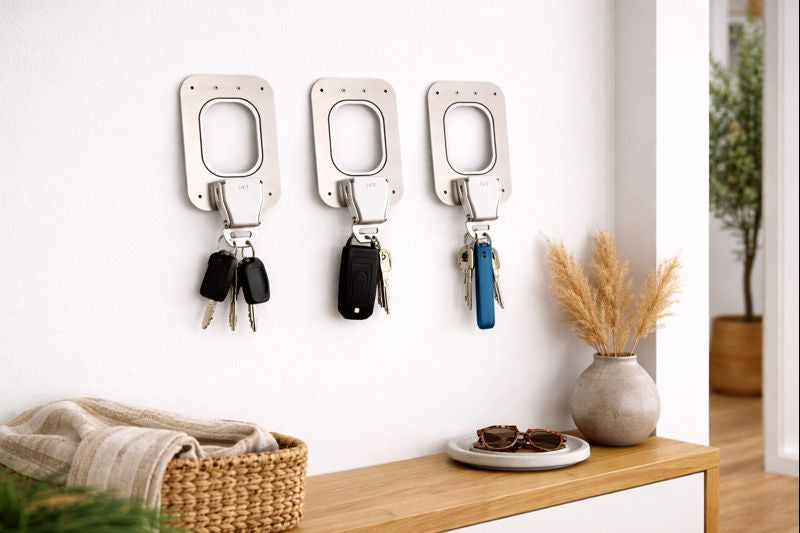 Flugzeug Schlüsselanhänger 3er Set im Industrial Design für Schlüssel im Flur