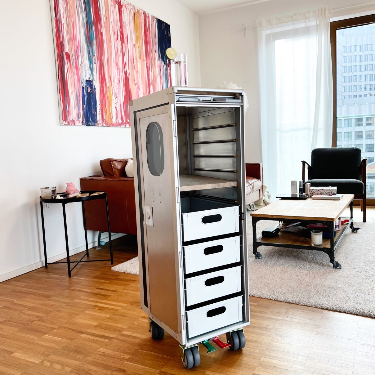 Flugzeug Trolley_Schwarz_Drink_Set_Aluminium kaufen