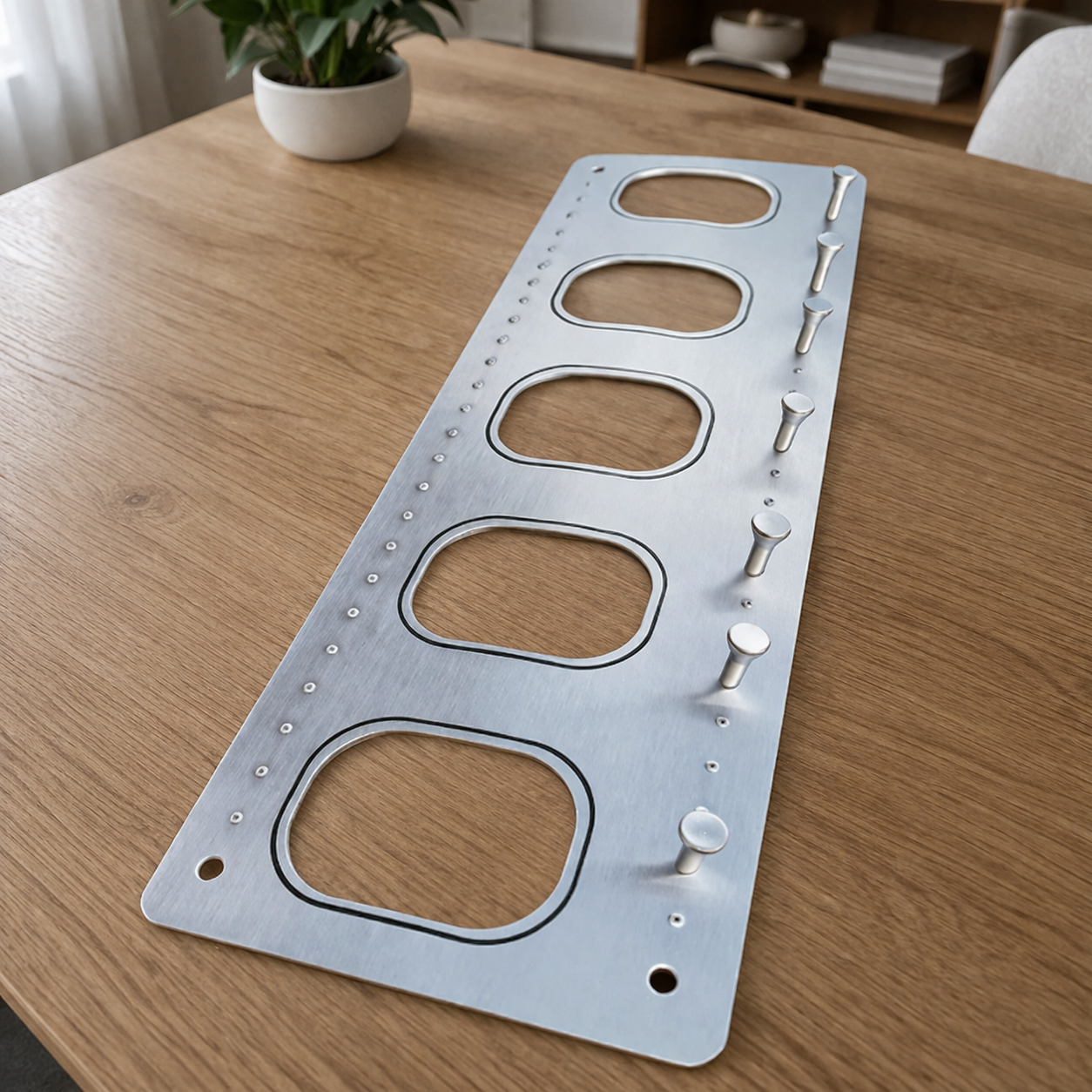 5 er Garderobe als Flugzeugfenster  Jackenhalter Flugzeugmöbel Detailaufnahme