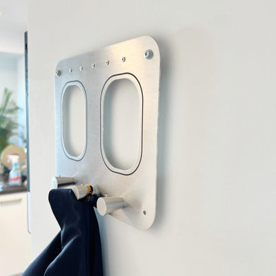 Geschenk für Piloten, Weltenbummler, Vielflieger & Reisende | 2er Flugzeugfenster Garderobe Kleiderhaken | Jackenhalter Luftfahrt Flugzeugmöbel