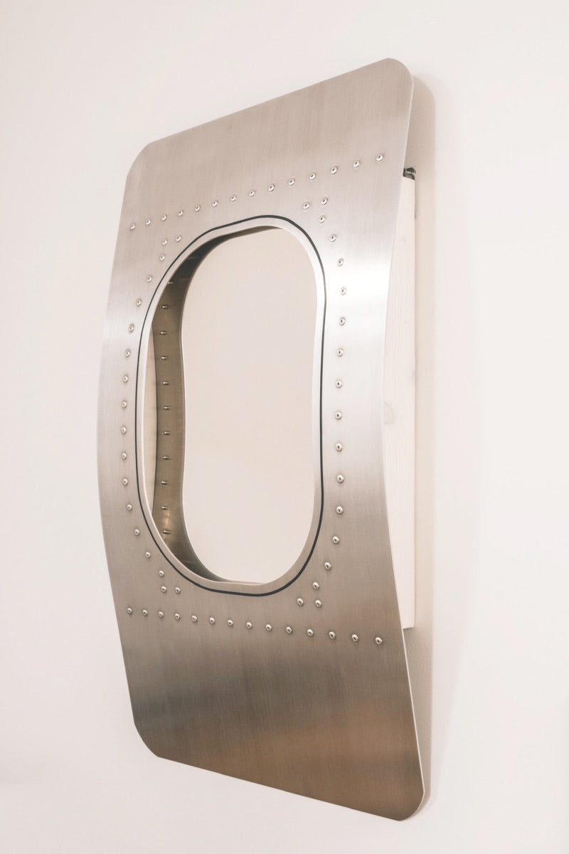 Wandspiegel-Wall Mirror-Badspiegel-Badezimmer Spiegel-Bathroom Mirror-Flugzeugmöbel-Möbel aus Flugzeugteilen-Aircraft Windows—Flugzeug Dekoration-Piloten Geschenk-Aircraft Furniture-Airplane-white